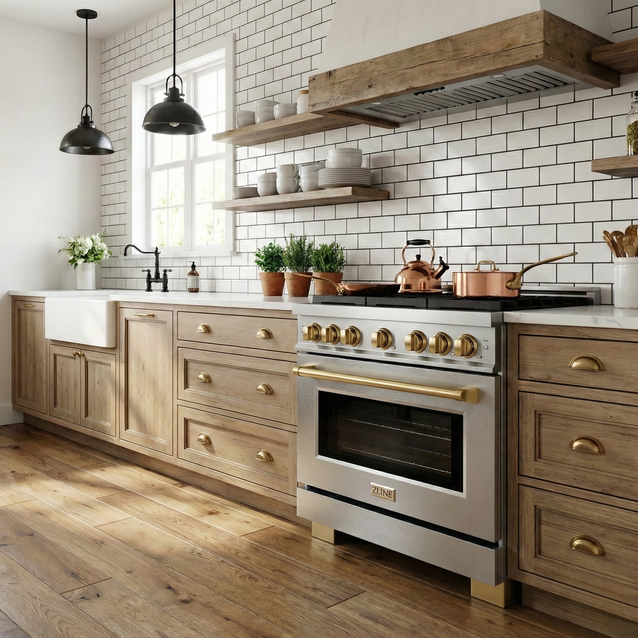 ZLINE Autograph Edition 36 in. Dual Fuel Range with 6 Gas Burners and Electric Convection Oven, 5.2 cu. ft., Stainless Steel with Polished Gold Accents (SDRZ-36-G)