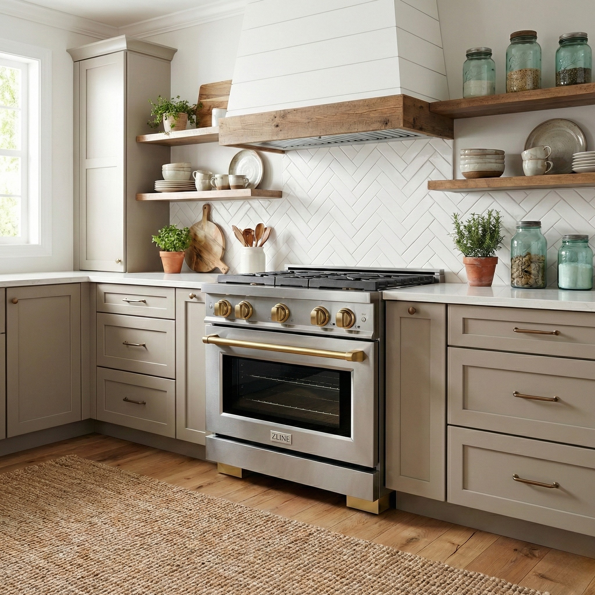 ZLINE Autograph Edition 30 in. 4.2 cu. ft. Paramount Gas Range with 4 Burners and Convection Gas Oven in Stainless Steel with Champagne Bronze Accents (SGRZ-30-CB)