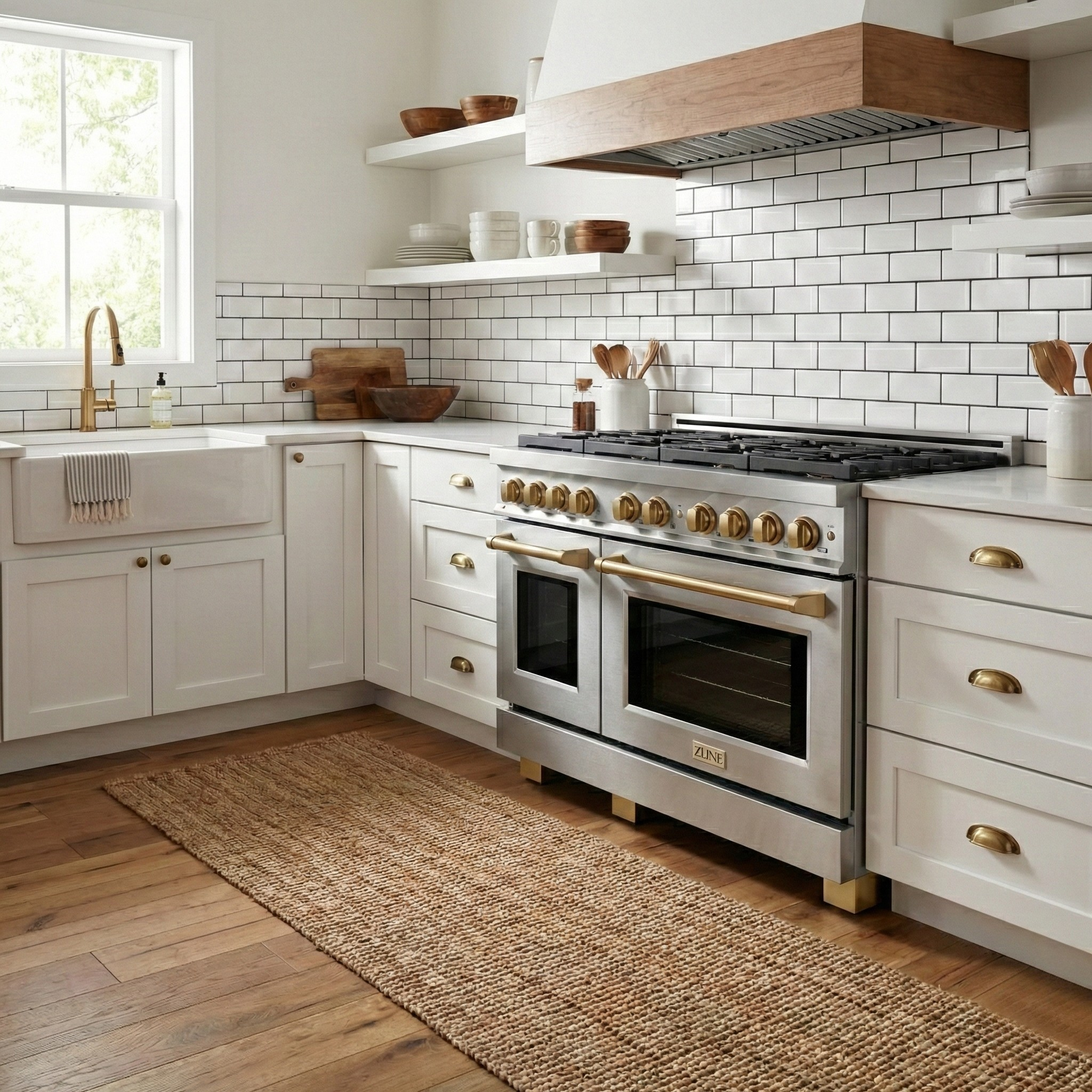 ZLINE Autograph 48" 6.7 cu. ft. Paramount Double Oven Gas Range in Stainless Steel and Bronze Accents, SGRZ-48-CB