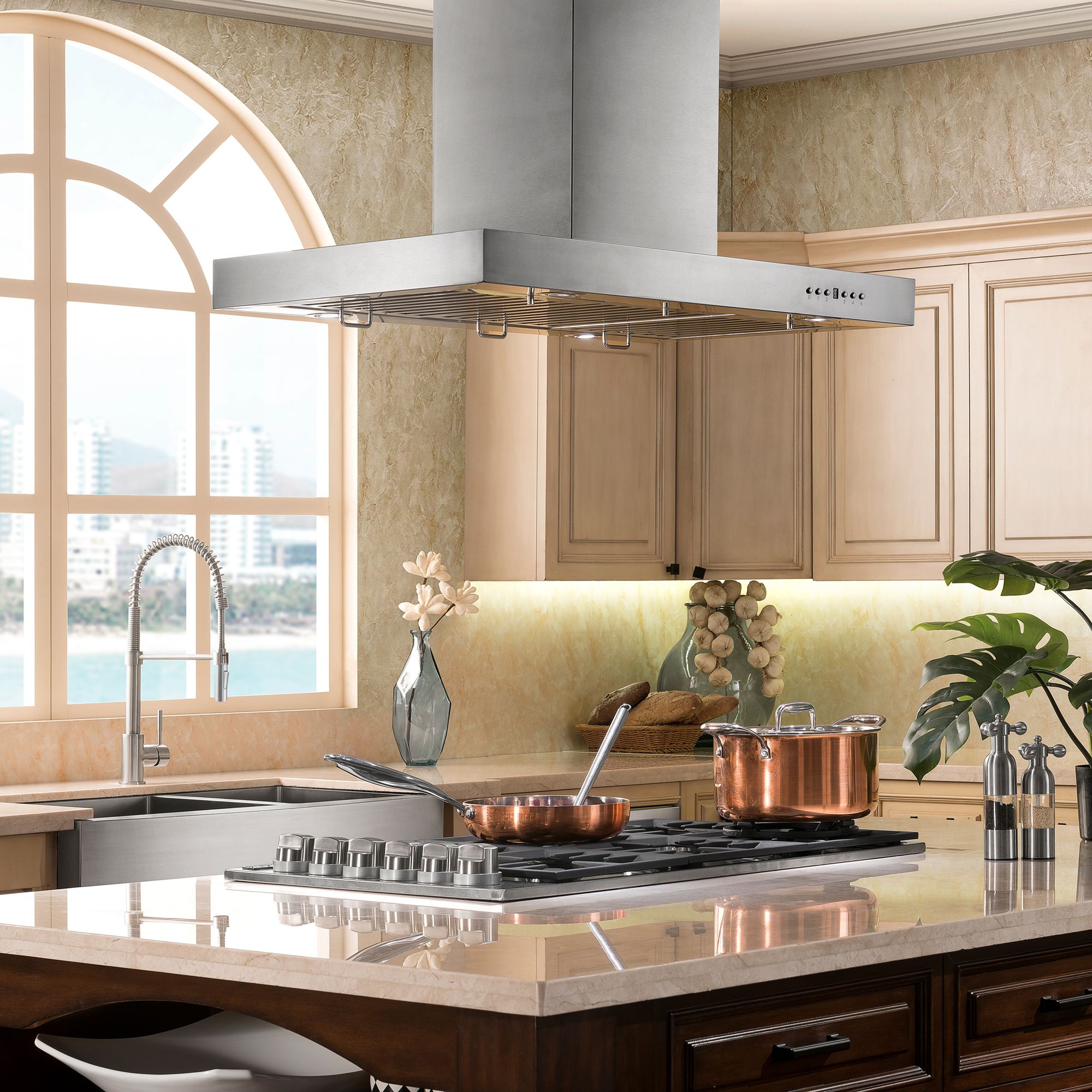 ZLINE 30 in Stainless Steel Island Range Hood 4-Speed 400 CFM Convertible Venting (KE2i-30)