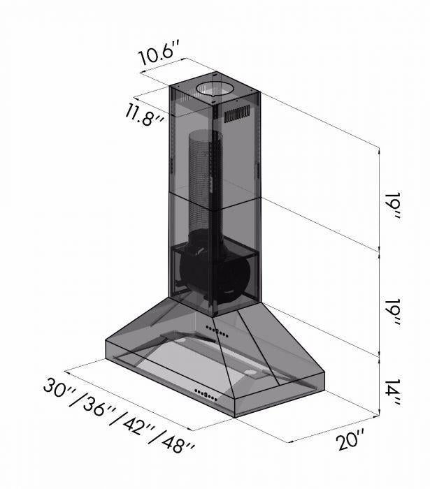 ZLINE 36 in Island Range Hood 304 Stainless Steel Outdoor/Indoor 597i-304-36