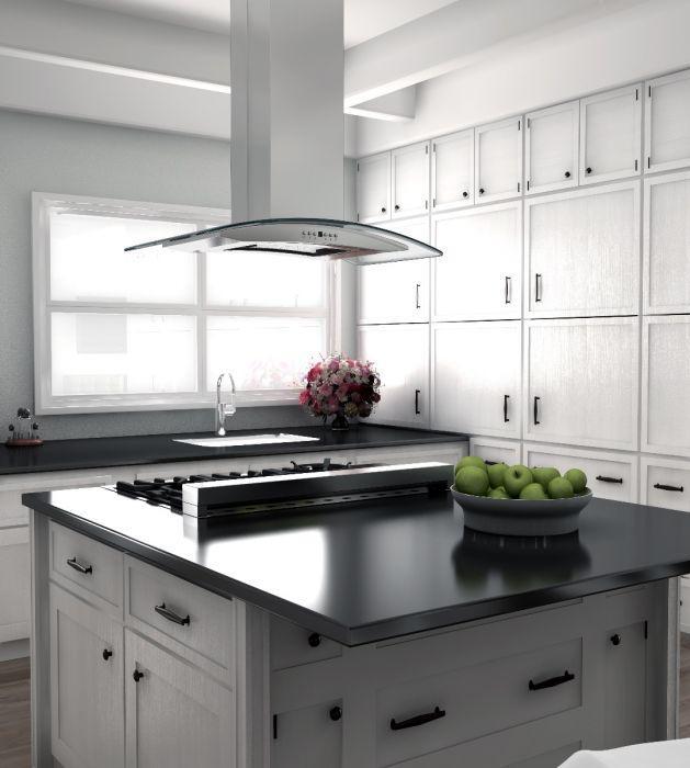 ZLINE 36 in Island Range Hood Stainless Steel 4-Speed Fan LED Lighting (GL14i-36)