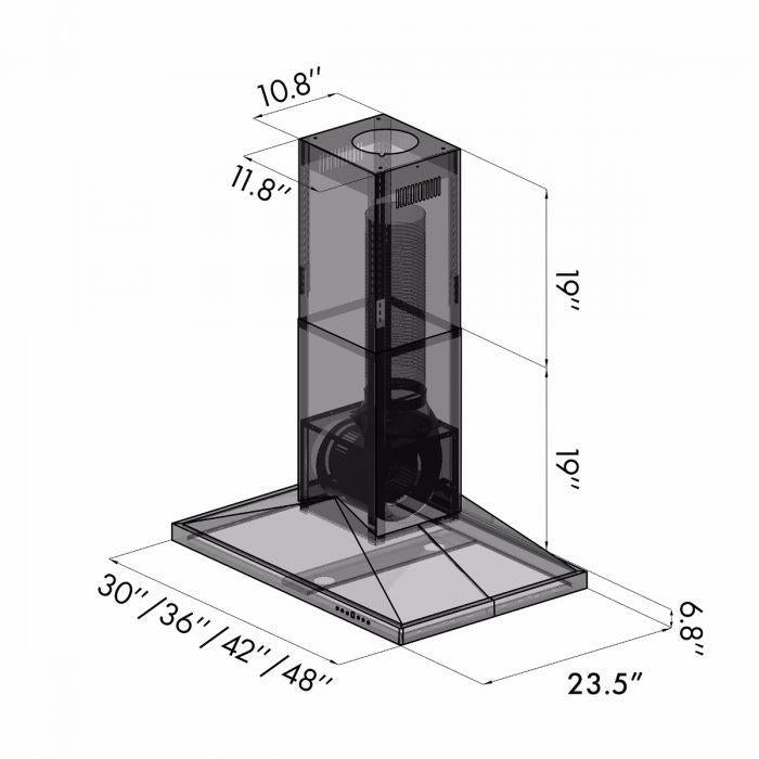 ZLINE 30 in. Island Range Hood Stainless Steel 400 CFM LED Lighting (GL1i-30)