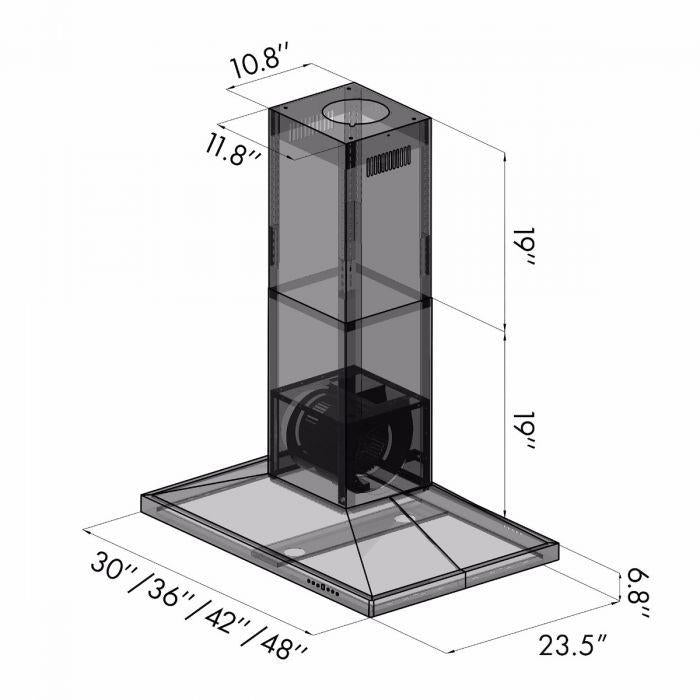 ZLINE 30 in Island Range Hood Stainless Steel 400 CFM LED Lighting Baffle Filters (GL2i-30)