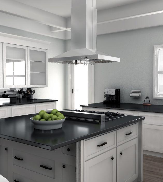 ZLINE 48 in. Island Range Hood Stainless Steel 4-Speed Fan LED Lighting (GL2i-48)