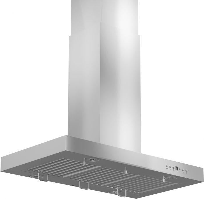 ZLINE 42-Inch Island Range Hood Stainless Steel 4-Speed Fan LED Lighting KE2i-42