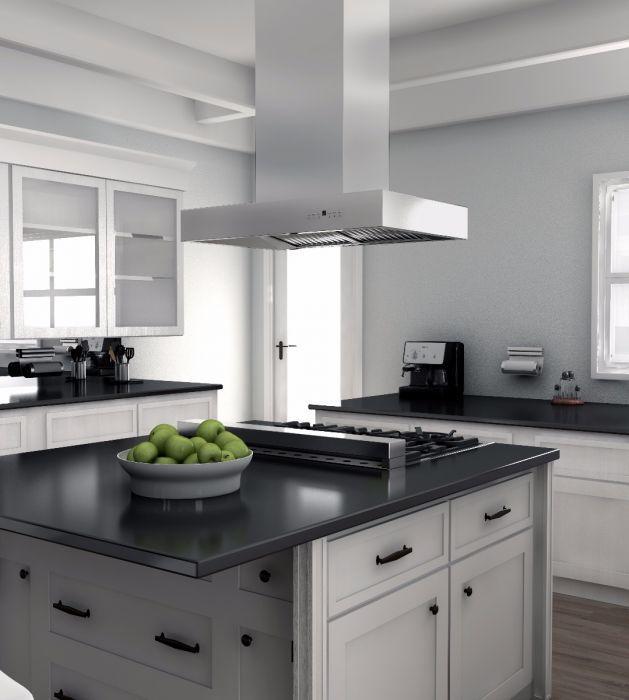 ZLINE 42 in. Island Mount Range Hood, Stainless Steel, 400 CFM, Ducted Ventilation (KECOMi-42)