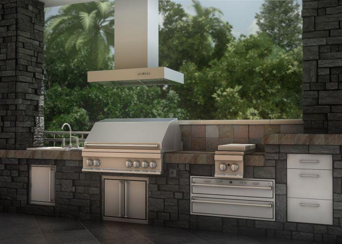 ZLINE 36-Inch Island Mount Range Hood Outdoor Ducted Stainless Steel (KECOMi-304-36)