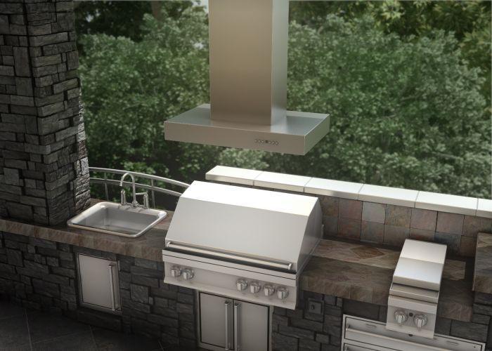 ZLINE 48 in. Island Mount Range Hood – Stainless Steel, Outdoor Use, Ducted Ventilation (KECOMi-304-48)