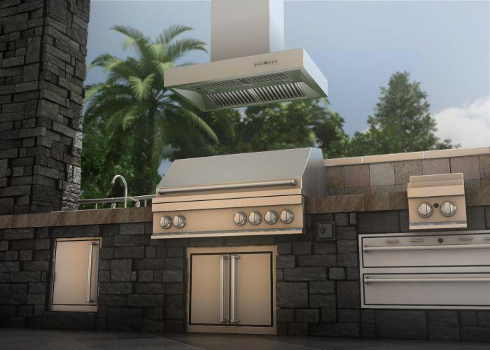 ZLINE 48 in. Island Mount Range Hood – Stainless Steel, Outdoor Use, Ducted Ventilation (KECOMi-304-48)
