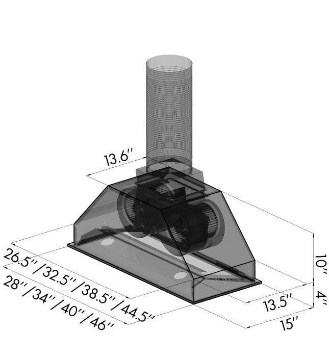 ZLINE 28 Inch Range Hood Insert Remote Blower Stainless Steel Ducted 695-RD-28