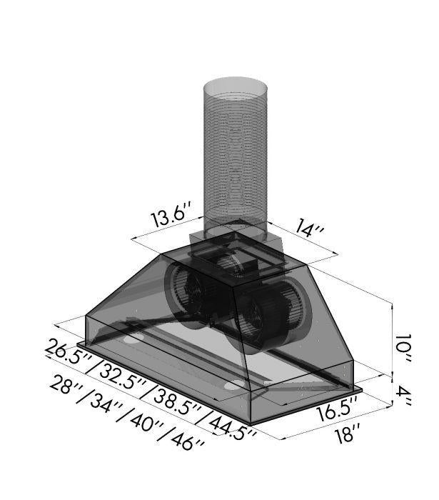 ZLINE 40 Inch Range Hood Insert 698-RD-40 Remote Blower Ducted Stainless Steel