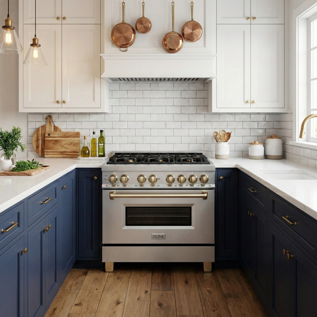ZLINE Autograph Edition 36-inch Dual Fuel Range, 4.6 cu ft Oven, Stainless Steel with Gold Accents (Model RAZ-36-G)