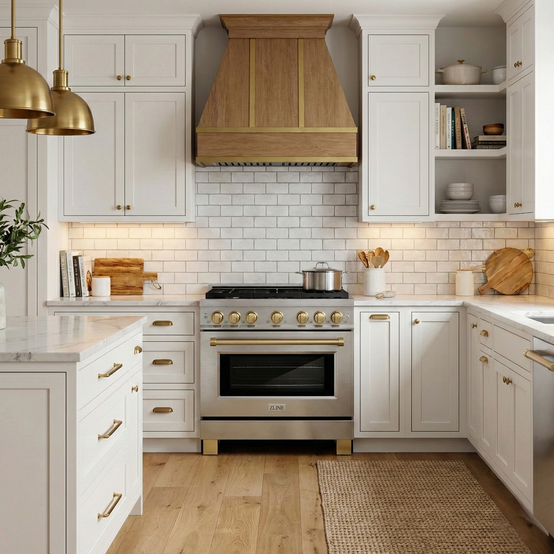 ZLINE Autograph Edition 36 in. 5.2 cu. ft. Paramount Gas Range with Convection Gas Oven, Stainless Steel with Bronze Accents (SGRZ-36-CB)