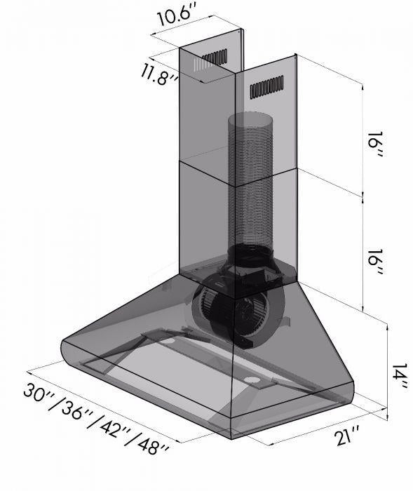 ZLINE 30 Inch Wall Mount Range Hood Convertible Vent Stainless Steel with Crown Molding (587CRN-30)
