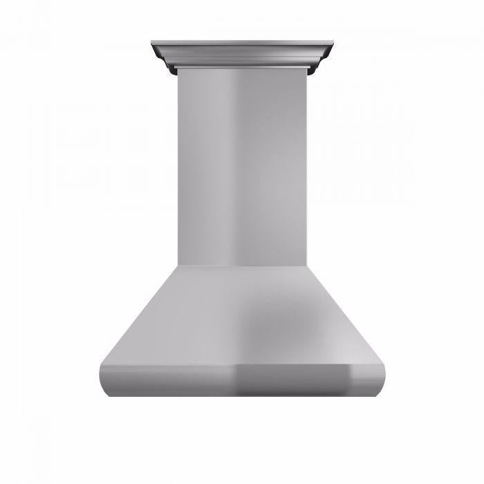 ZLINE 36 Inch Wall Mount Range Hood Stainless Steel Convertible Vent with Crown Molding 587CRN-36