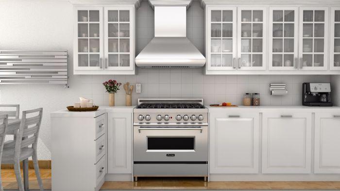 ZLINE 30 Inch Wall Mount Range Hood Convertible Vent Stainless Steel with Crown Molding (587CRN-30)
