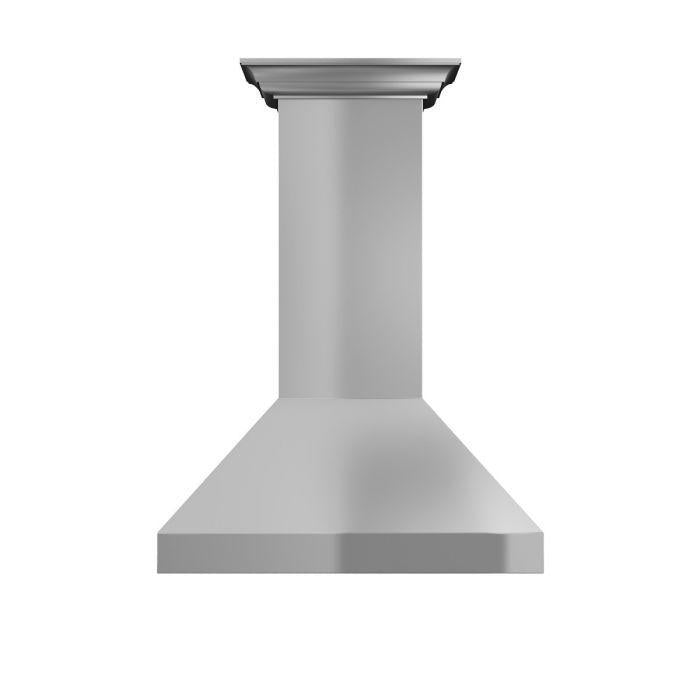 ZLINE 36 in. Wall Mount Range Hood – Stainless Steel, Convertible Vent, Crown Molding, 400 CFM (597CRN-36)