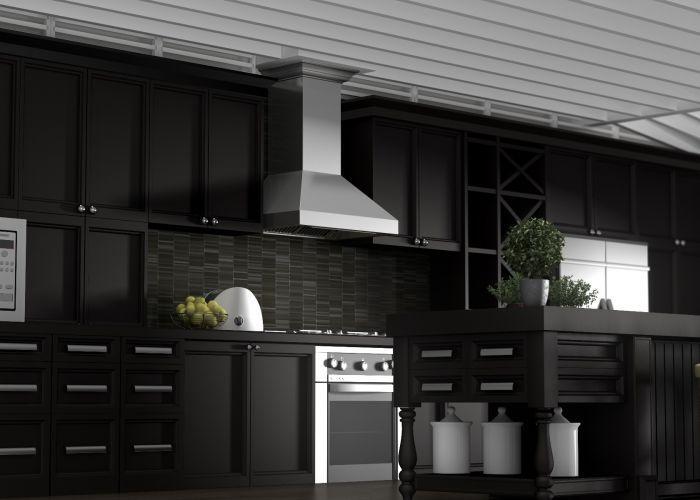 ZLINE 36 in. Wall Mount Range Hood – Stainless Steel, Convertible Vent, Crown Molding, 400 CFM (597CRN-36)