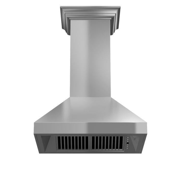 ZLINE 30 Inch Wall Mount Range Hood Convertible Vent Stainless Steel with Crown Molding (597CRN-30)