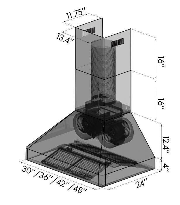 ZLINE 30 in. Wall Mount Range Hood 400 CFM Stainless Steel (9667-30)