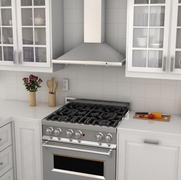 ZLINE 42 in. Wall Mount Range Hood Convertible Stainless Steel with Charcoal Filters (KB-CF-42)