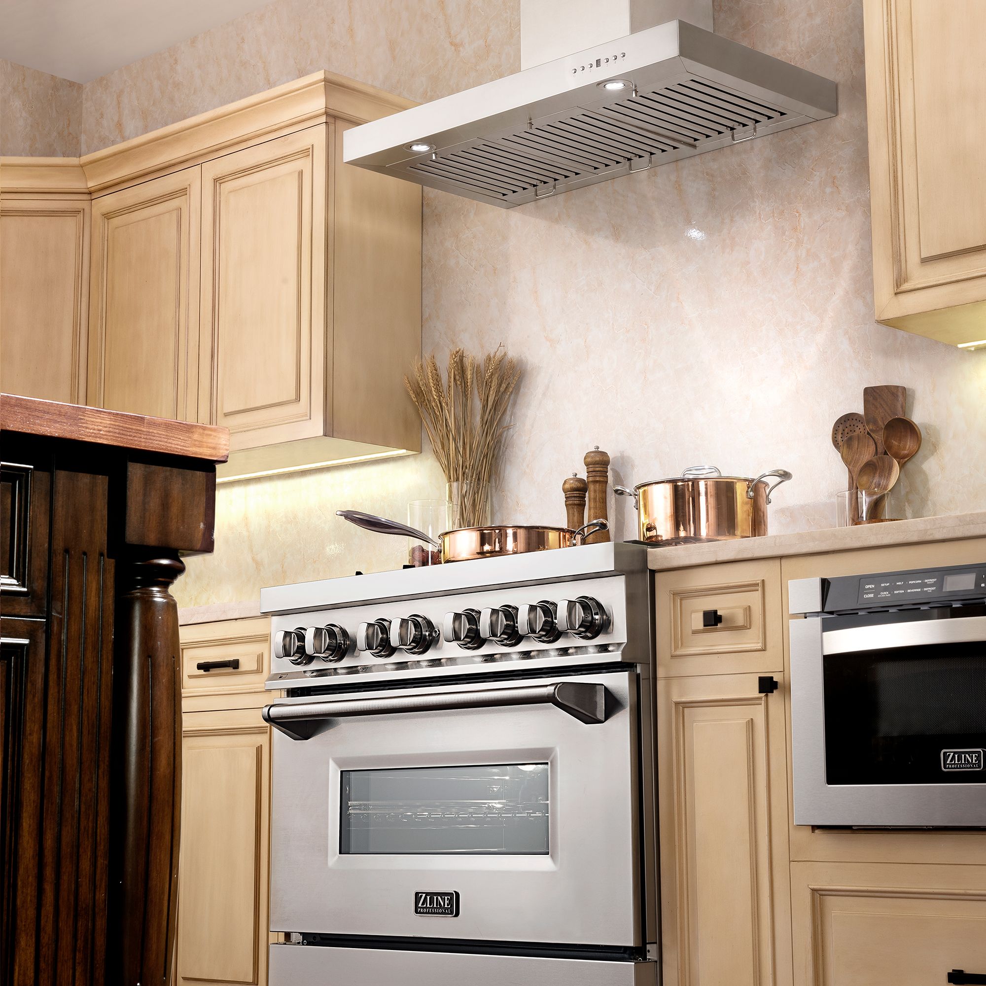 ZLINE 42 in. Wall Mount Range Hood Convertible Vent Stainless Steel 400 CFM (KE-42)