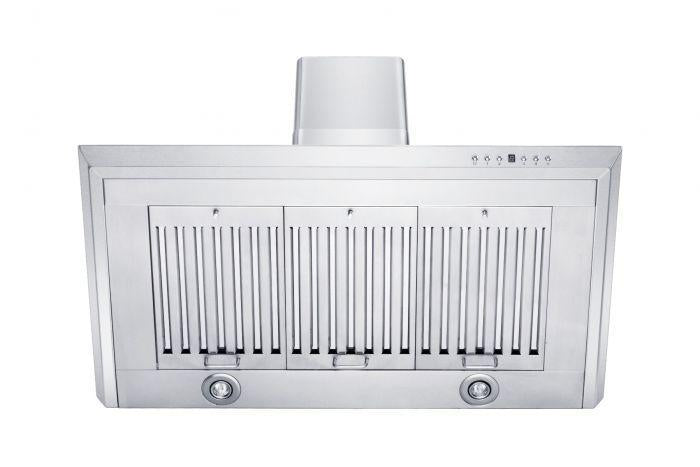 ZLINE 36 in. Wall Mount Range Hood Stainless Steel Indoor 400 CFM LED Lighting Baffle Filters (KF-36)