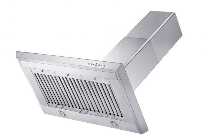 ZLINE 36 in. Wall Mount Range Hood Stainless Steel Indoor 400 CFM LED Lighting Baffle Filters (KF-36)