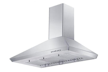 ZLINE 36 in. Wall Mount Range Hood Stainless Steel Indoor 400 CFM LED Lighting Baffle Filters (KF-36)