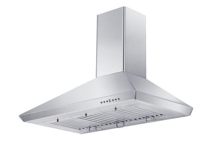 ZLINE 36 in. Wall Mount Range Hood Stainless Steel Indoor 400 CFM LED Lighting Baffle Filters (KF-36)