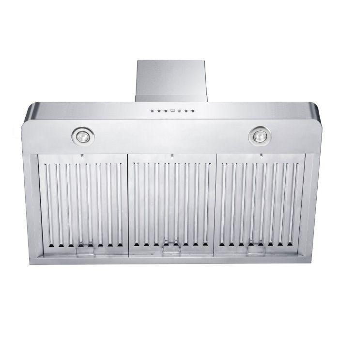 ZLINE 30 in. Wall Range Hood Stainless Steel 400 CFM LED Lighting Dishwasher-Safe Filters (KF2-30)