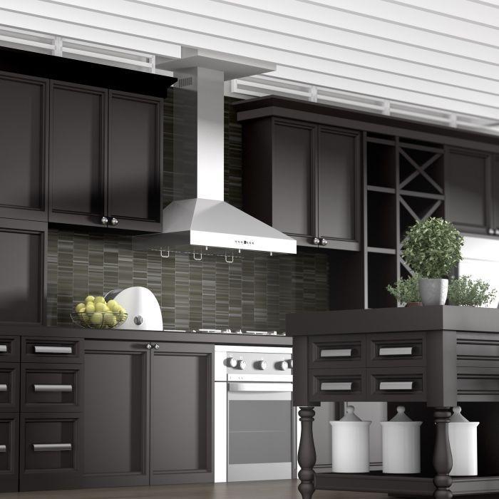 ZLINE 42 Inch Wall Mount Range Hood Convertible Vent Stainless Steel 4-Speed 400 CFM (KL3-42)