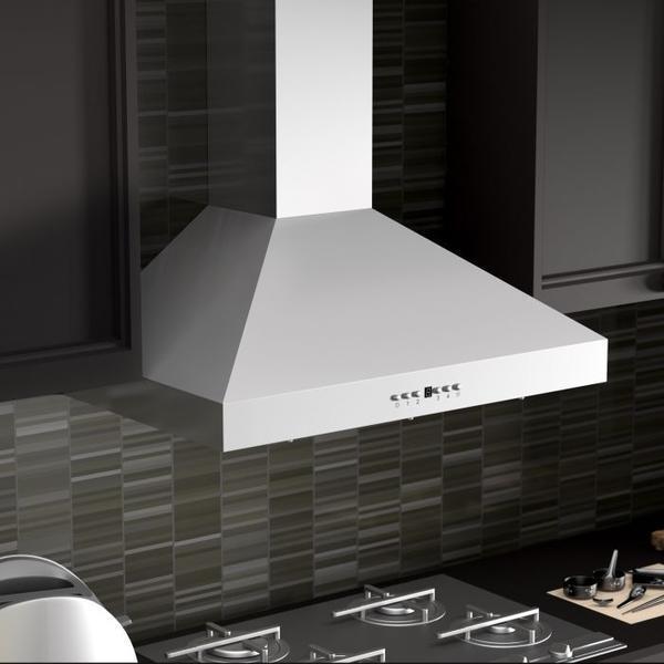 ZLINE 48 in. Wall Mount Range Hood Convertible Stainless Steel Crown Molding 4-Speed 700 CFM (KL3CRN-48)