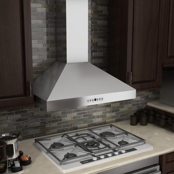 ZLINE 48 in. Wall Mount Range Hood Convertible Stainless Steel Crown Molding 4-Speed 700 CFM (KL3CRN-48)