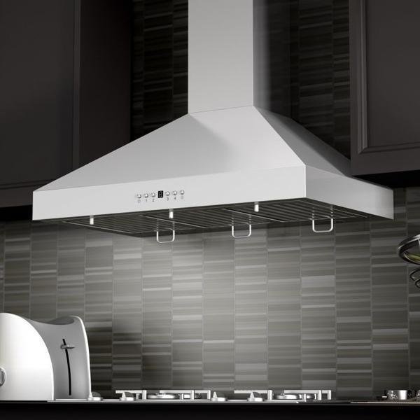 ZLINE 48 in. Wall Mount Range Hood Convertible Stainless Steel Crown Molding 4-Speed 700 CFM (KL3CRN-48)