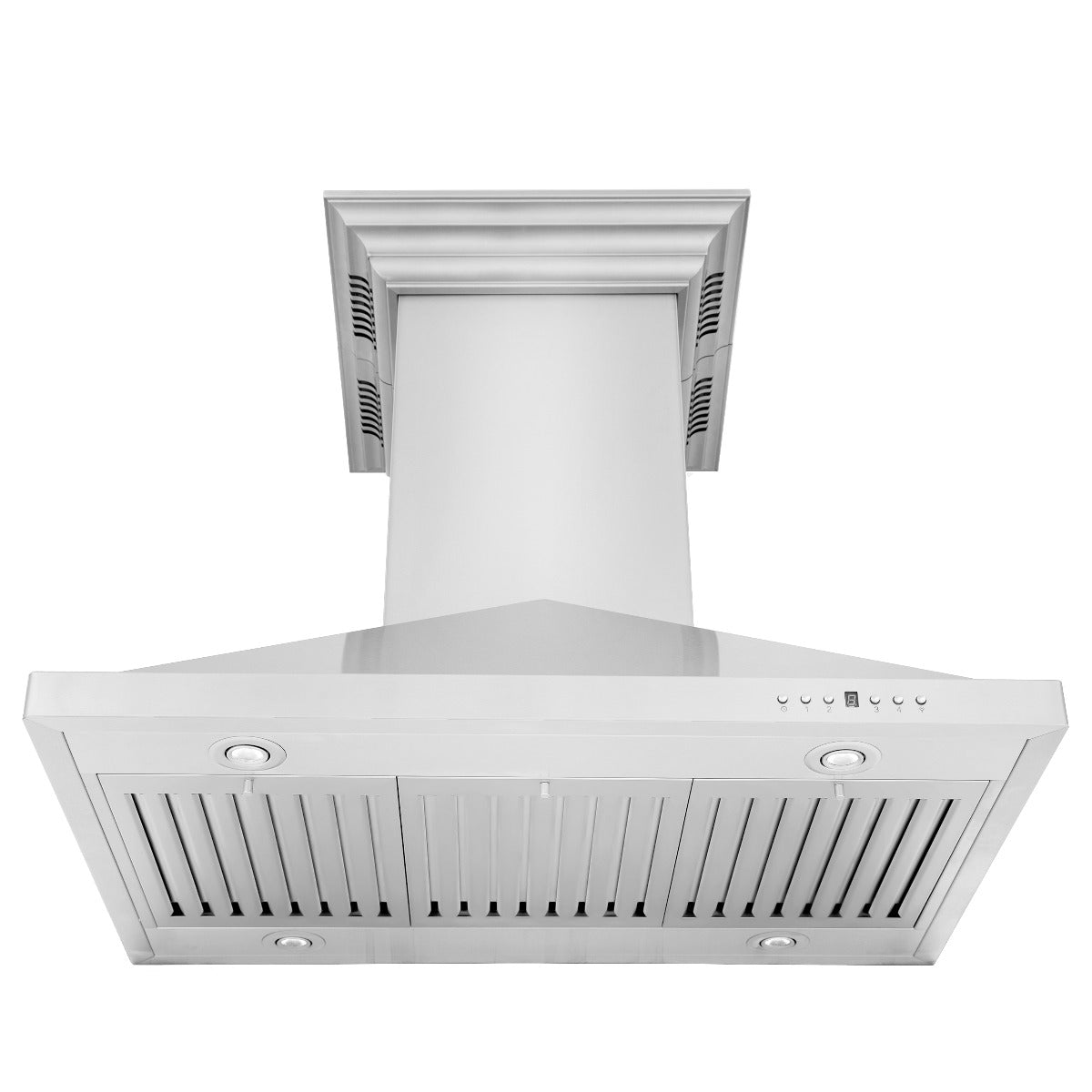 ZLINE 36 in. Island Mount Range Hood 400 CFM Stainless Steel CrownSound Bluetooth Speakers (GL1iCRN-BT-36)