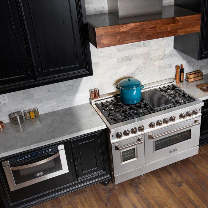 ZLINE Legacy 48-Inch Dual Fuel Range, 7-Burner Gas Cooktop, 6.0 cu. ft. Double Electric Ovens, Stainless Steel with Satin Stainless Doors (RA-SN-48)