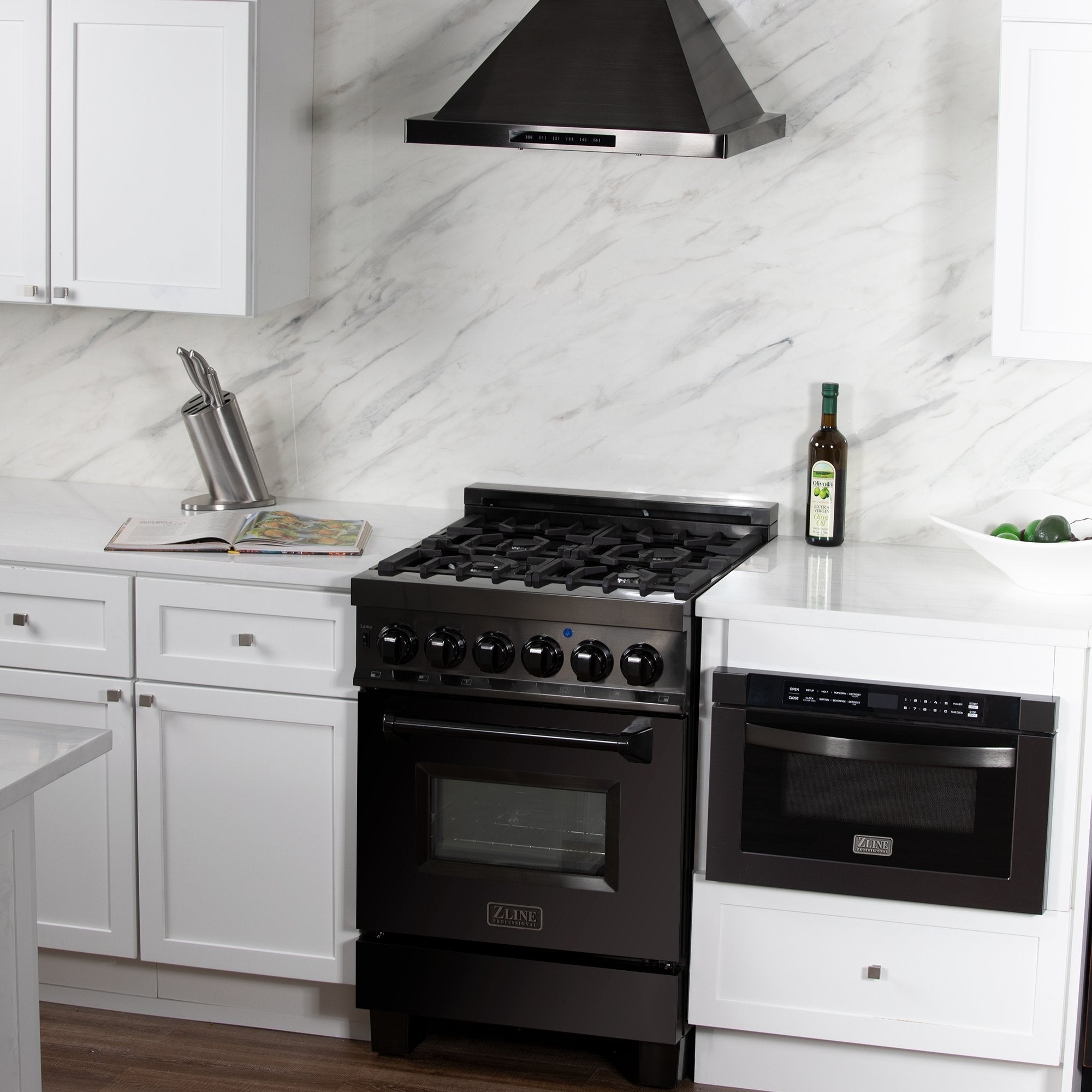 ZLINE 30 in. Wall Mount Range Hood Convertible Black Stainless Steel Charcoal Filters 400 CFM (BSKBN-CF-30)