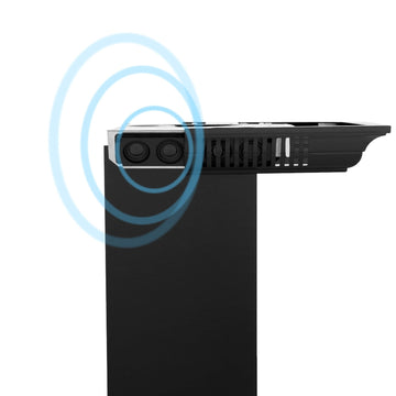 ZLINE 36 in. Island Mount Range Hood 400 CFM CrownSound Bluetooth Speakers Black Stainless Steel (BSGL2iNCRN-BT-36)