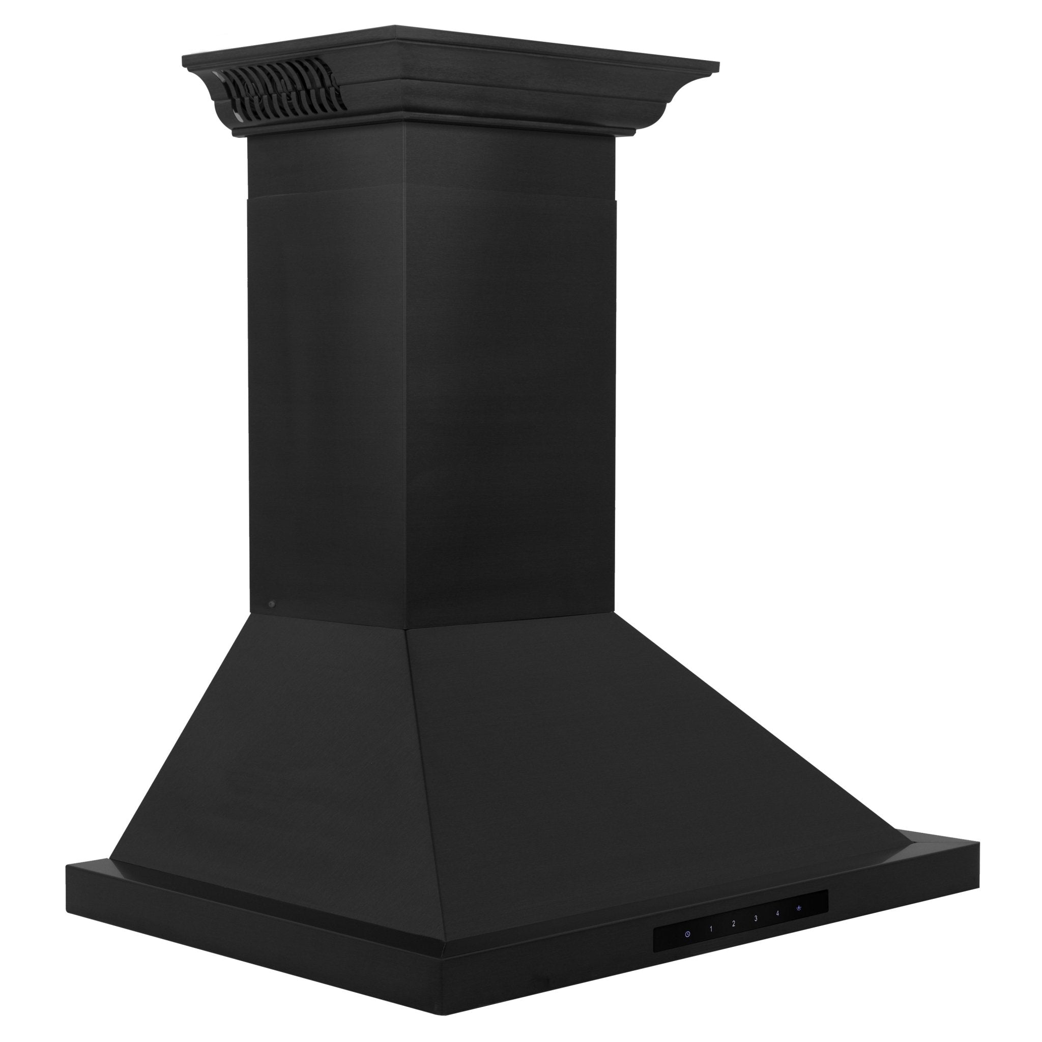 ZLINE 42 in. Wall Mount Range Hood Black Stainless Steel Bluetooth Crown Molding Included (BSKBNCRN-BT-42)
