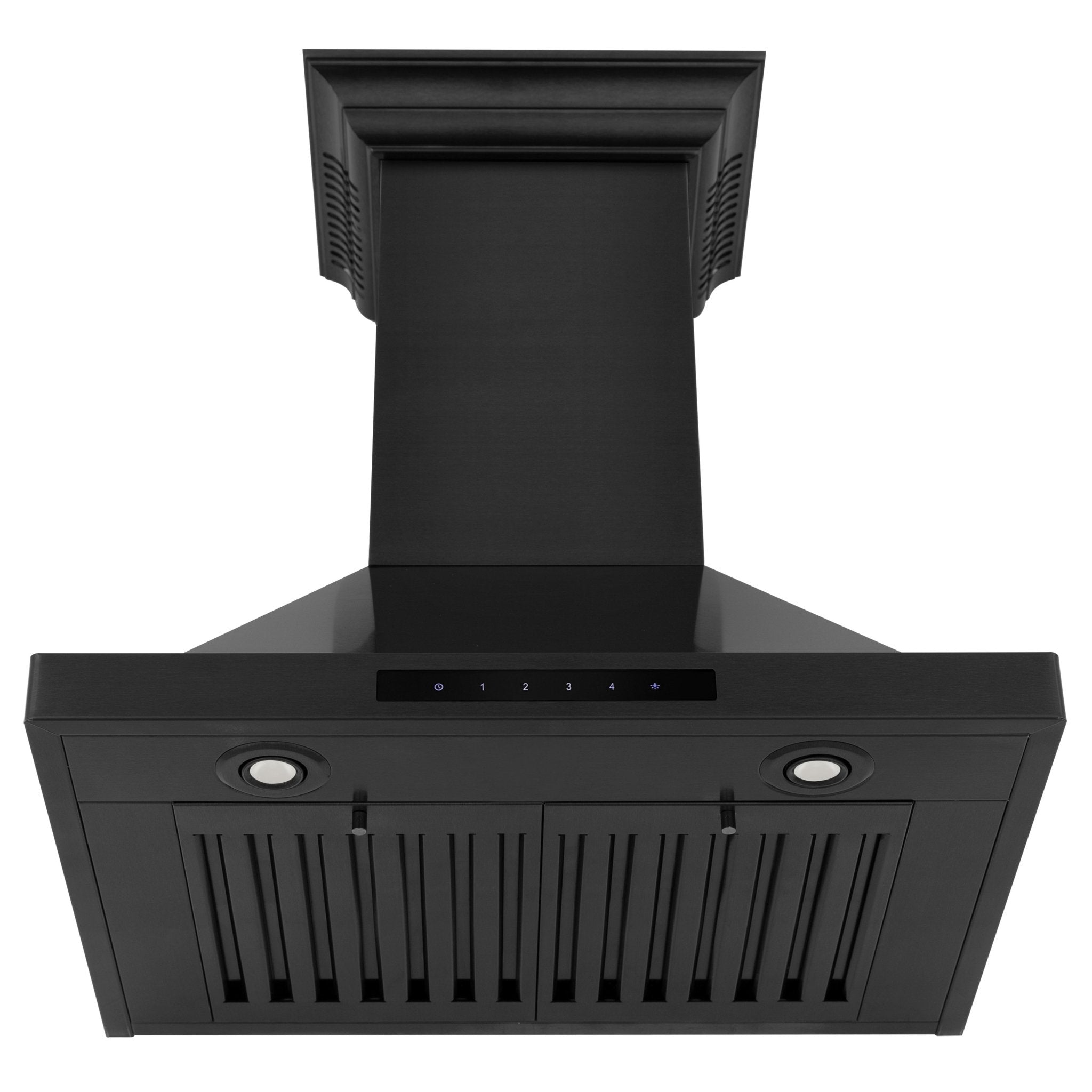 ZLINE 30 in. Wall Mount Range Hood Black Stainless Steel 400 CFM Bluetooth Crown Molding (BSKBNCRN-BT-30)