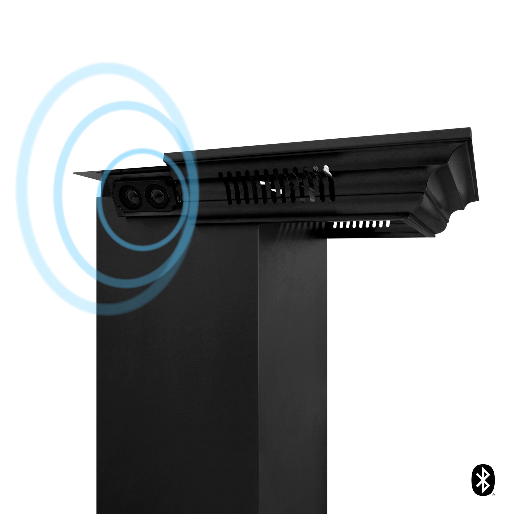 ZLINE 30 in. Wall Mount Range Hood 400 CFM Black Stainless Steel Bluetooth CrownSound Built-In Speakers (BSKENCRN-BT-30)