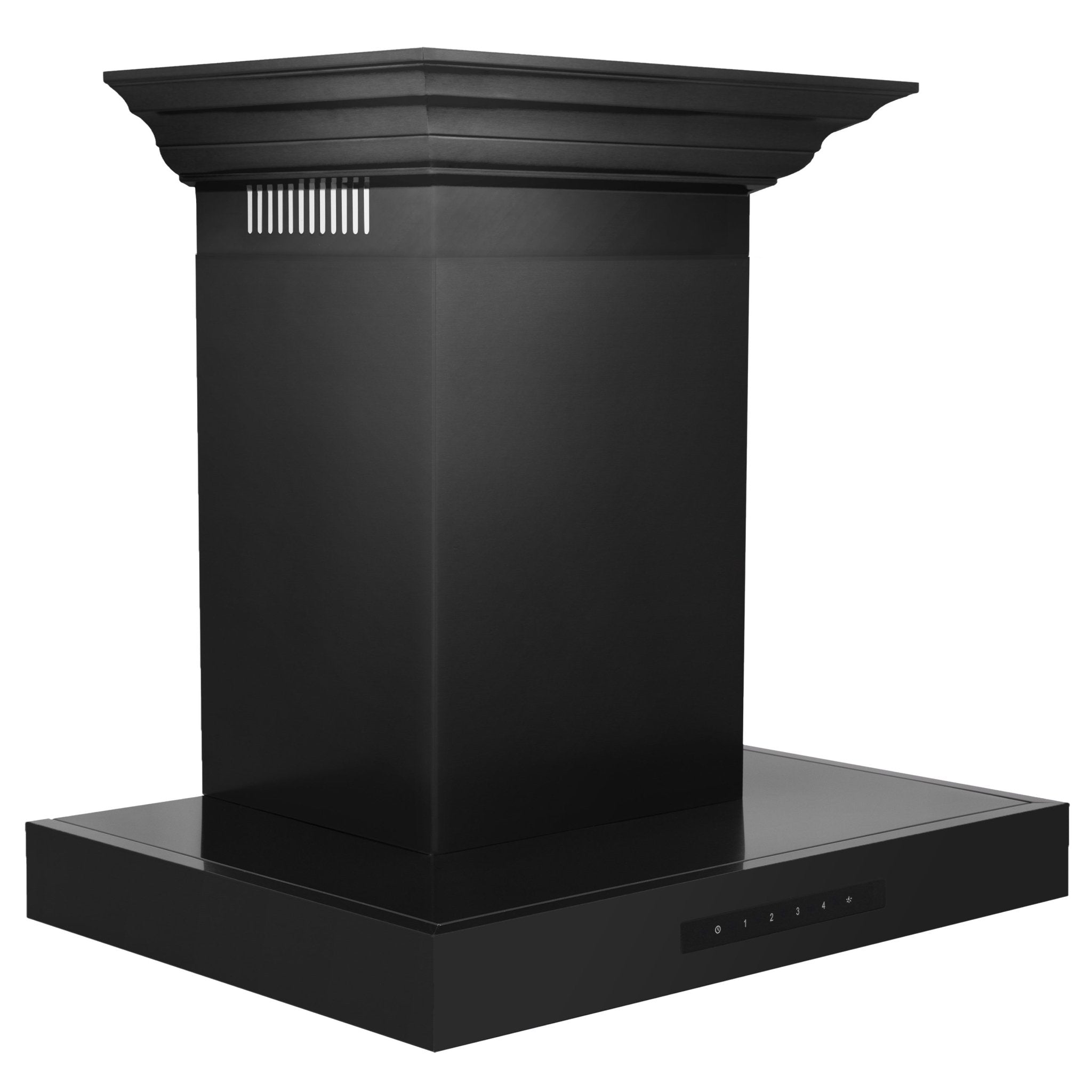 ZLINE 30 in. Wall Mount Range Hood – Convertible Vent, Black Stainless Steel, Crown Molding (BSKENCRN-30)