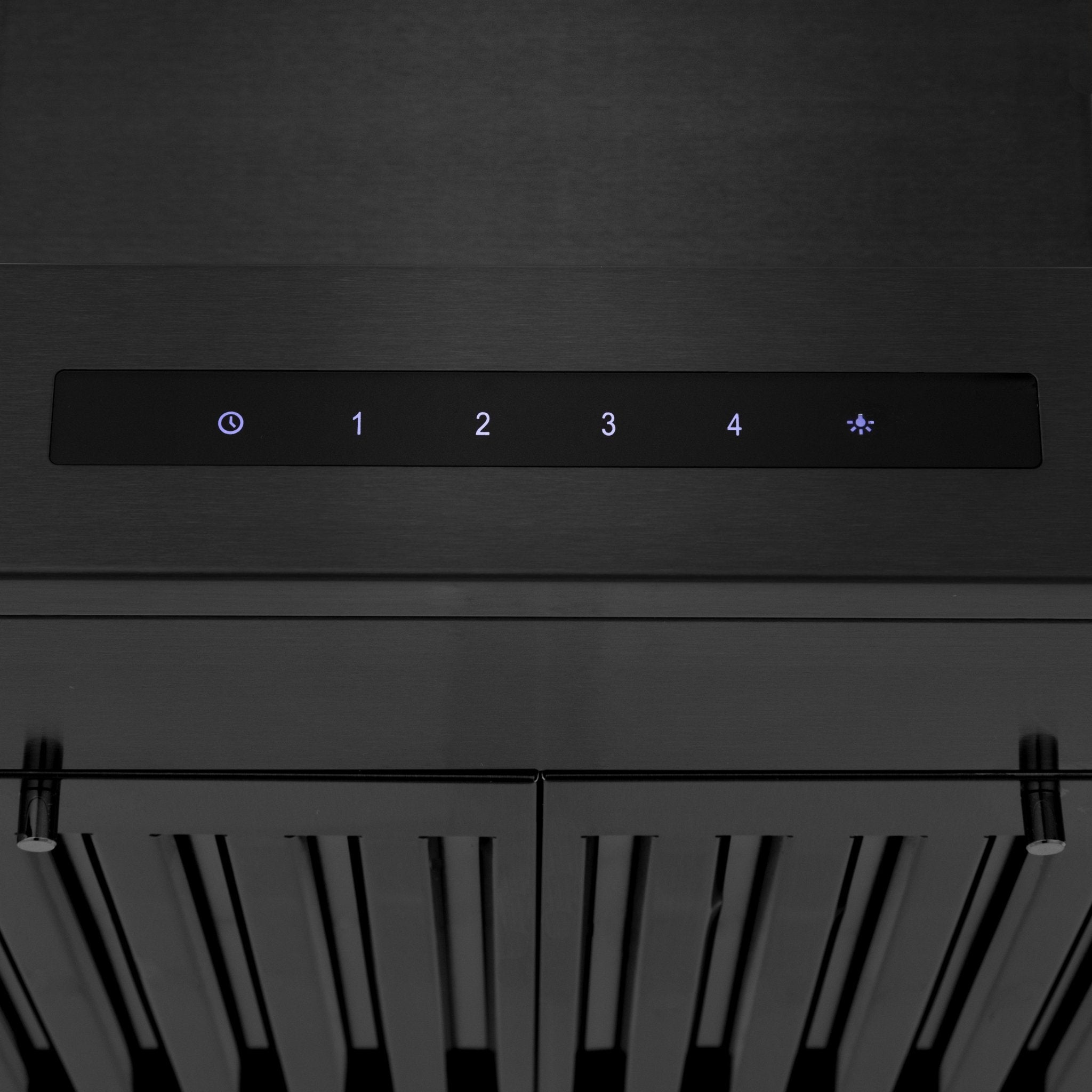 ZLINE 30 in. Wall Mount Range Hood – Convertible Vent, Black Stainless Steel, Crown Molding (BSKENCRN-30)