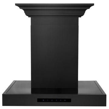 ZLINE 30 in. Wall Mount Range Hood – Convertible Vent, Black Stainless Steel, Crown Molding (BSKENCRN-30)