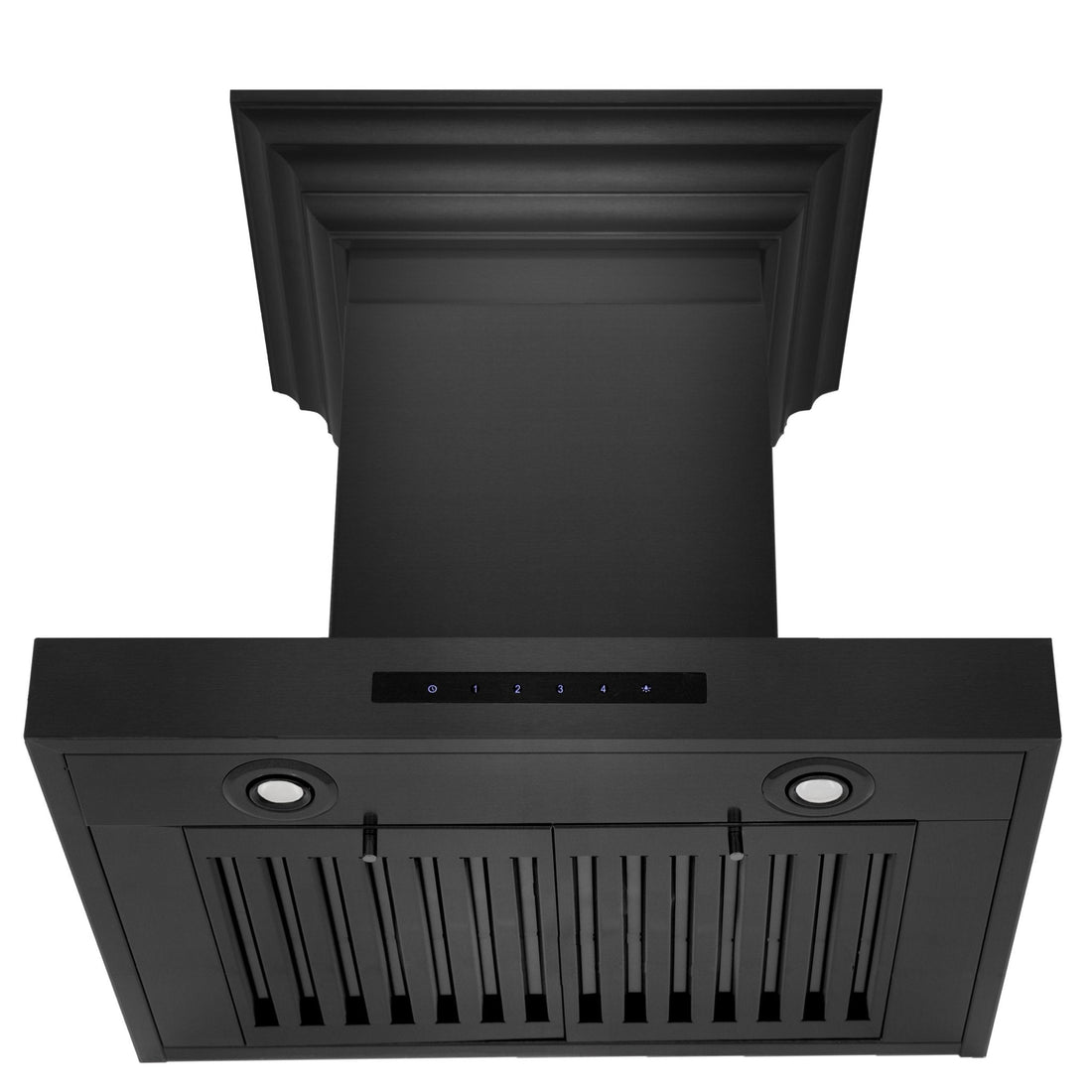 ZLINE 30 in. Wall Mount Range Hood – Convertible Vent, Black Stainless Steel, Crown Molding (BSKENCRN-30)