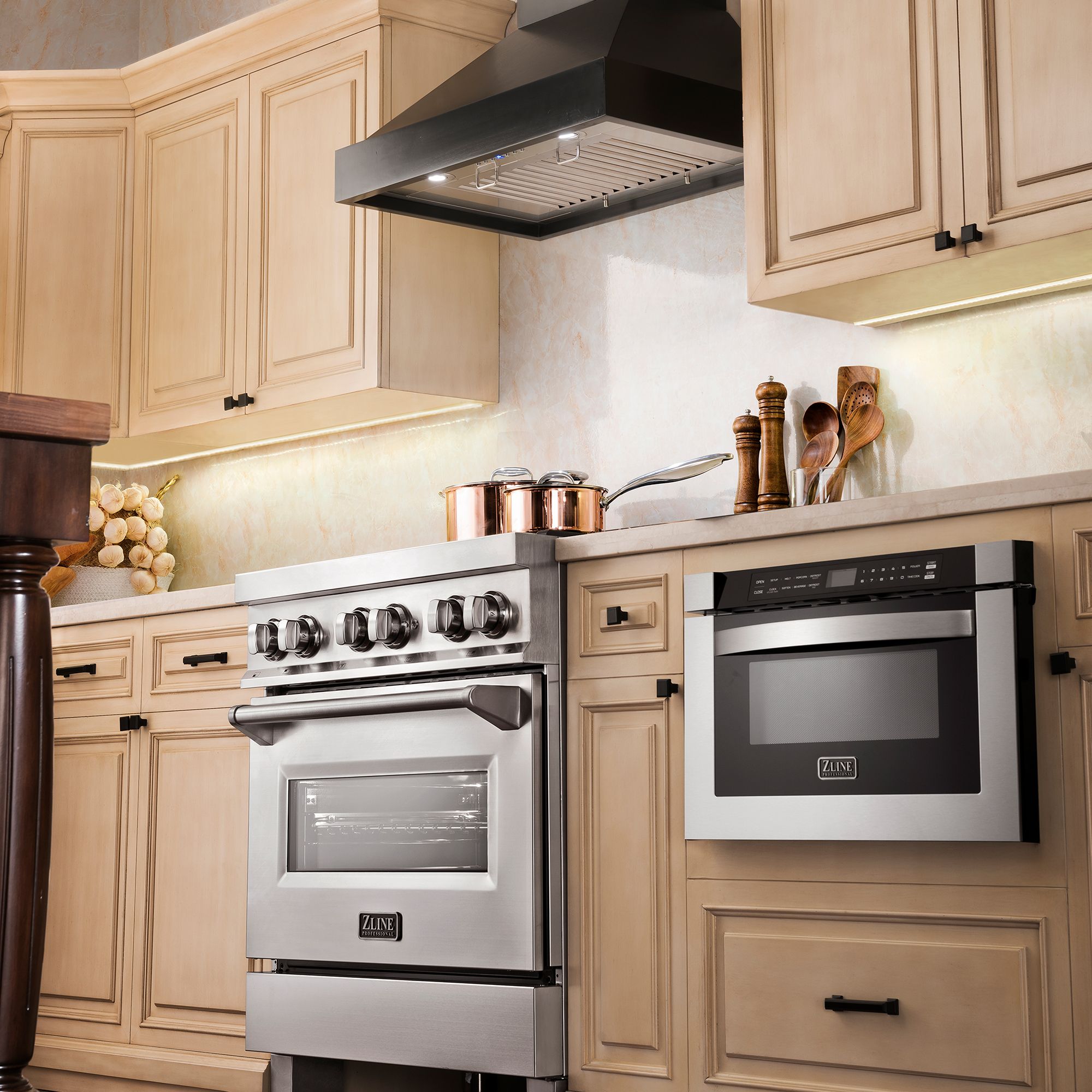 ZLINE 36 in. Wooden Wall Mount Range Hood with Crown Molding, Designer Series (KBCC-36)
