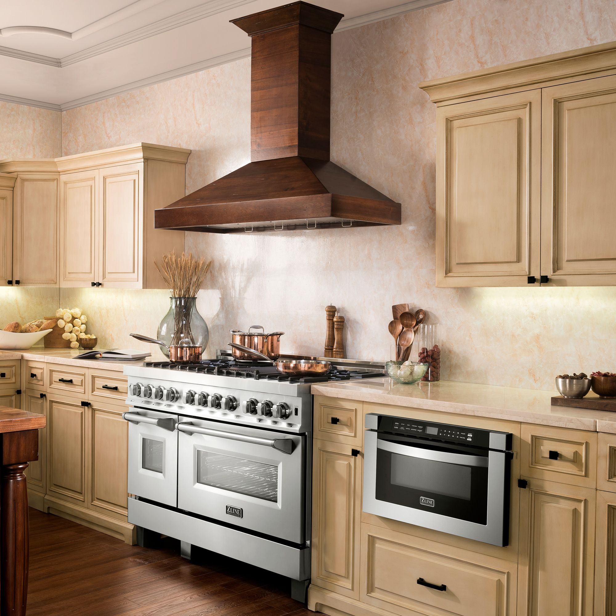 ZLINE 48 in. Wall Mount Range Hood Wooden Walnut Designer Series (KBRR-48)