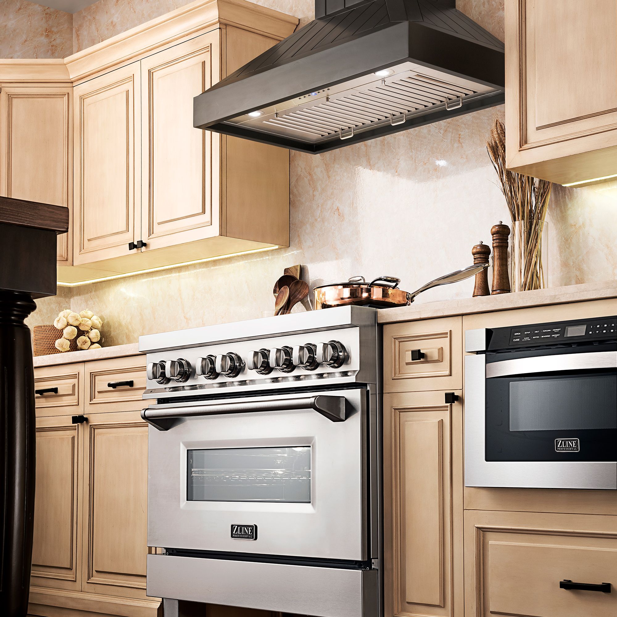 ZLINE 30 Inch Wooden Wall Mount Range Hood Black Finish (KPCC-30)